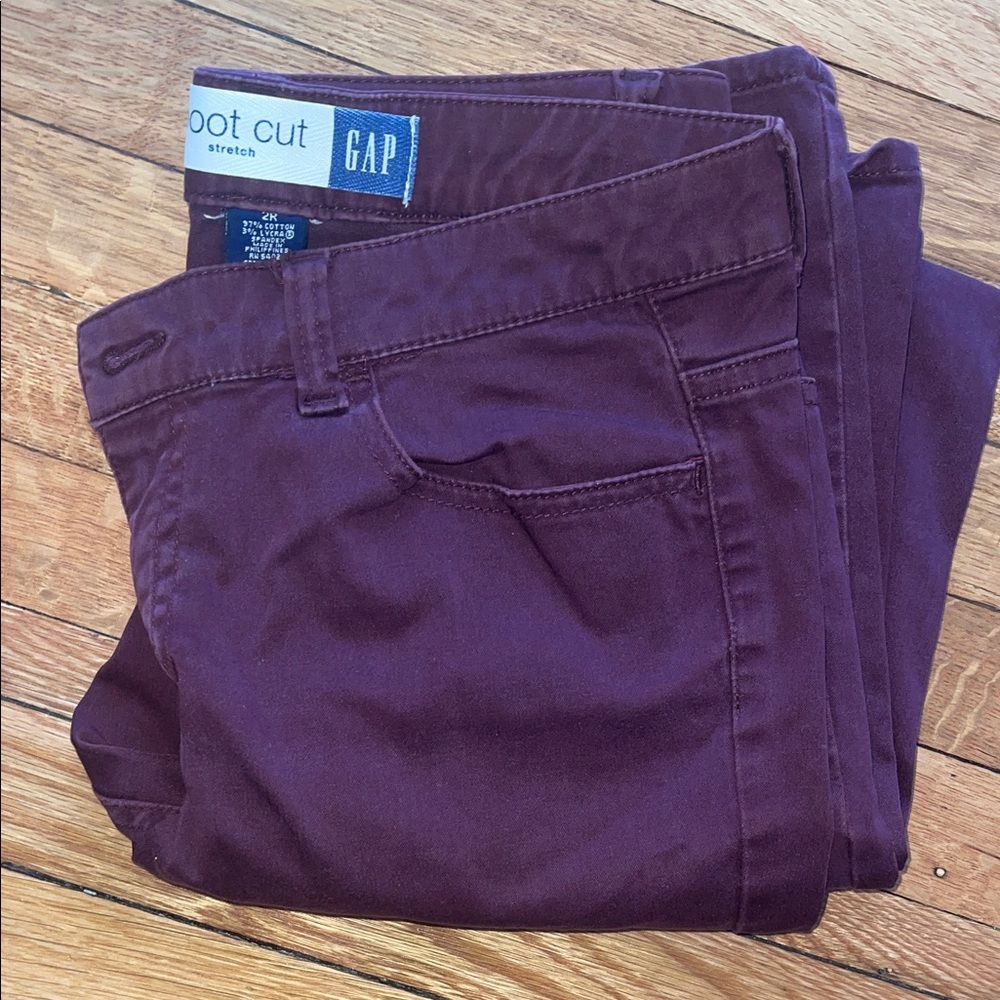 GAP Boot Cut Stretch Pants in Deep Purple